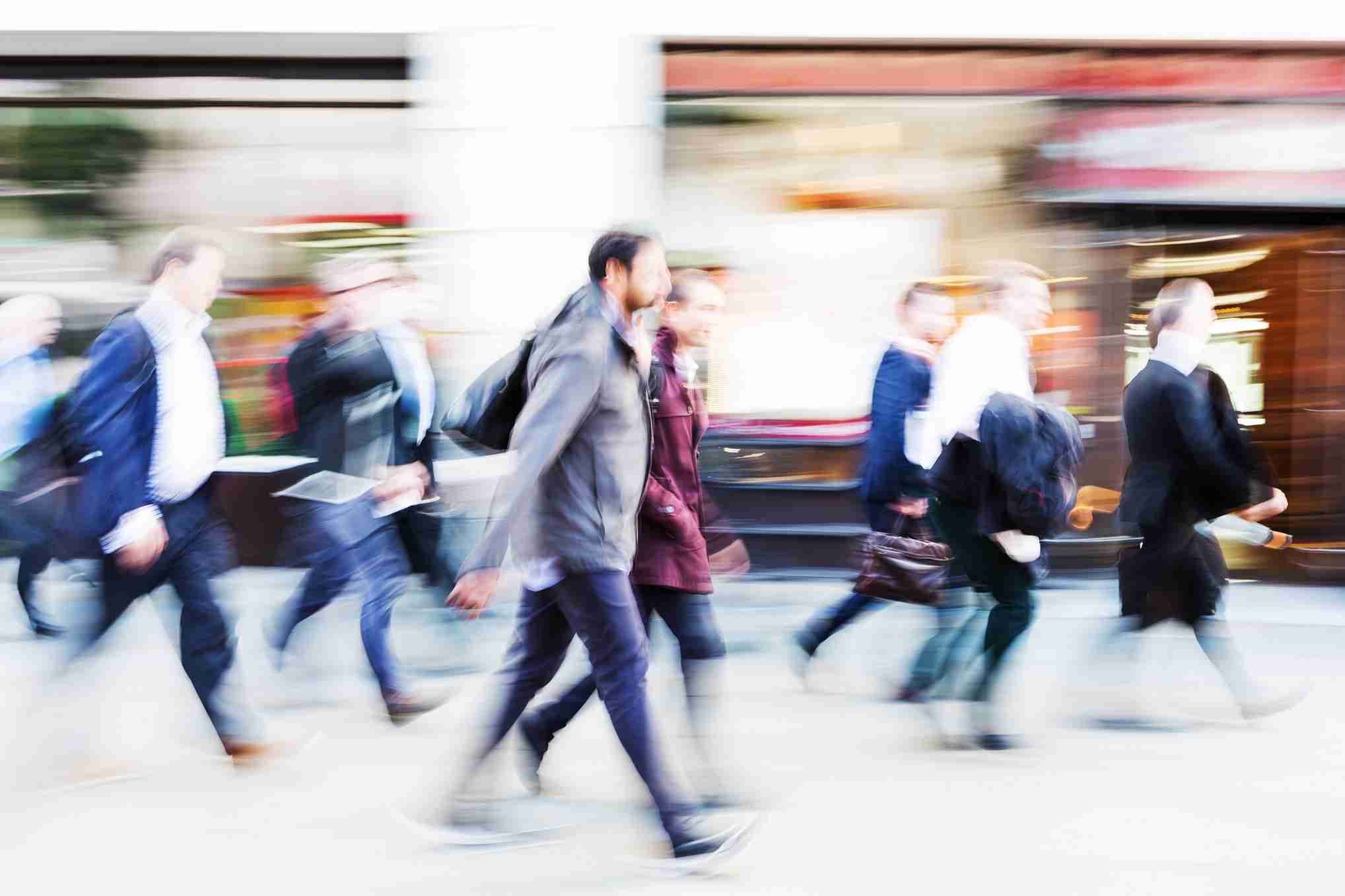 Picture,In,Motion,Blur,Of,Walking,Commuters,At,Rush,Hour